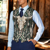 Bison Skull Native American Suit Vest Jacket Print One Side Front DS260724M10