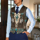 Bison Skull Native American Suit Vest Jacket Print One Side Front DS260724M12