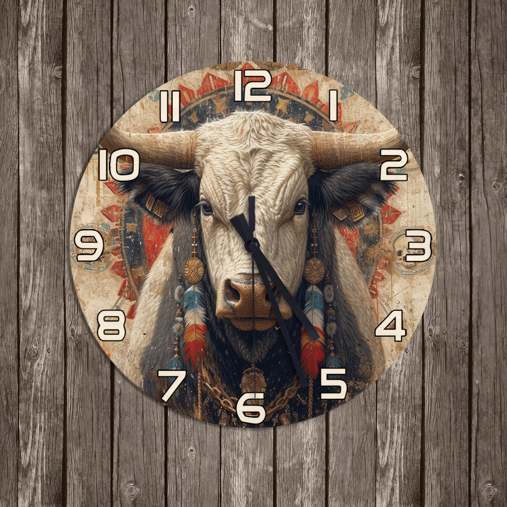 Bison Native American Vintage Feathers Wall Clock – Powwow Store