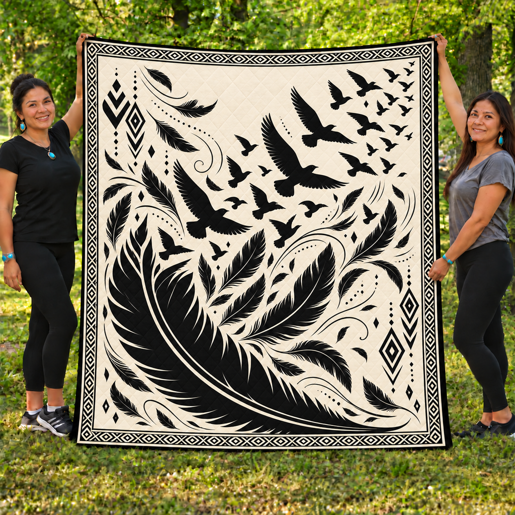 Black Feather Native American-Inspired Quilt Qm030