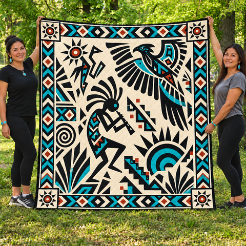 Blue Kokopelli Native American-Inspired Quilt Qm006