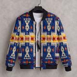 Blue Tribal Pattern Native American-Inspired Quilted Jacket GB-NAT00062-04