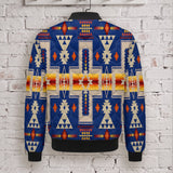 Blue Tribal Pattern Native American-Inspired Quilted Jacket GB-NAT00062-04