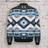 Blue Tribal Pattern Native American-Inspired Quilted Jacket GB-NAT00528