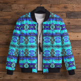 Blue Tribal Pattern Native American-Inspired Quilted Jacket GB-NAT00625