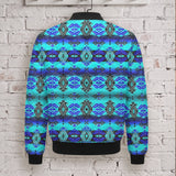 Blue Tribal Pattern Native American-Inspired Quilted Jacket GB-NAT00625