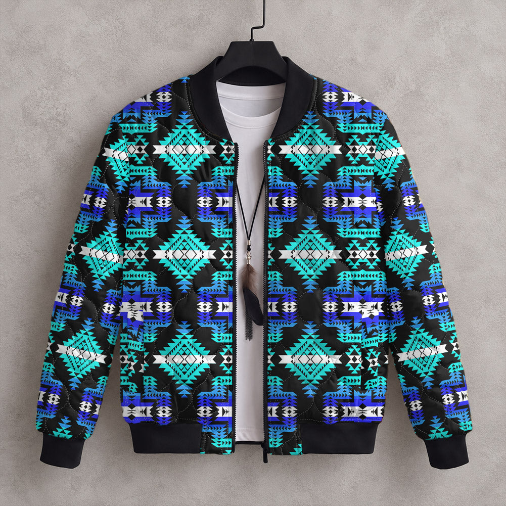 Blue Tribal Pattern Native American-Inspired Quilted Jacket GB-NAT00656-02