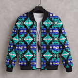 Blue Tribal Pattern Native American-Inspired Quilted Jacket GB-NAT00656-02