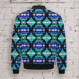 Blue Tribal Pattern Native American-Inspired Quilted Jacket GB-NAT00656-02