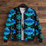Blue Tribal Pattern Native American-Inspired Quilted Jacket GB-NAT00720-04