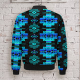 Blue Tribal Pattern Native American-Inspired Quilted Jacket GB-NAT00720-04