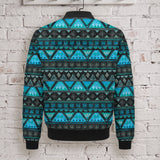 Blue Tribal Pattern Native American-Inspired Quilted Jacket HD00087
