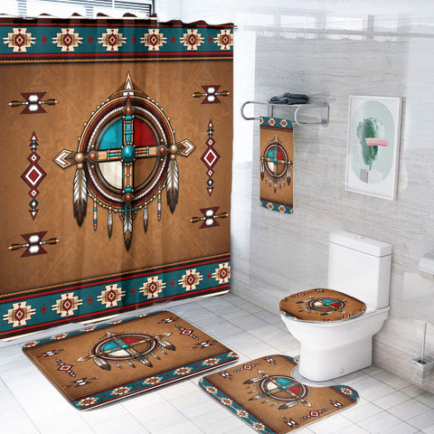 Brown Pattern Medicine Native American-Inspired Bathroom Set – DS260730M06