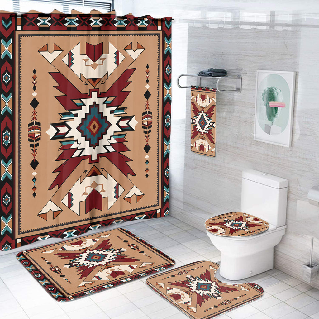 Brown Pattern Native American Bathroom set DS260730M01