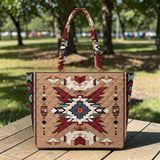 Brown Pattern Native American Quilted Shoulder Tote Bag DS260730M01