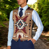 Brown Pattern Native American Suit Vest Jacket Print One Side Front DS260730M01
