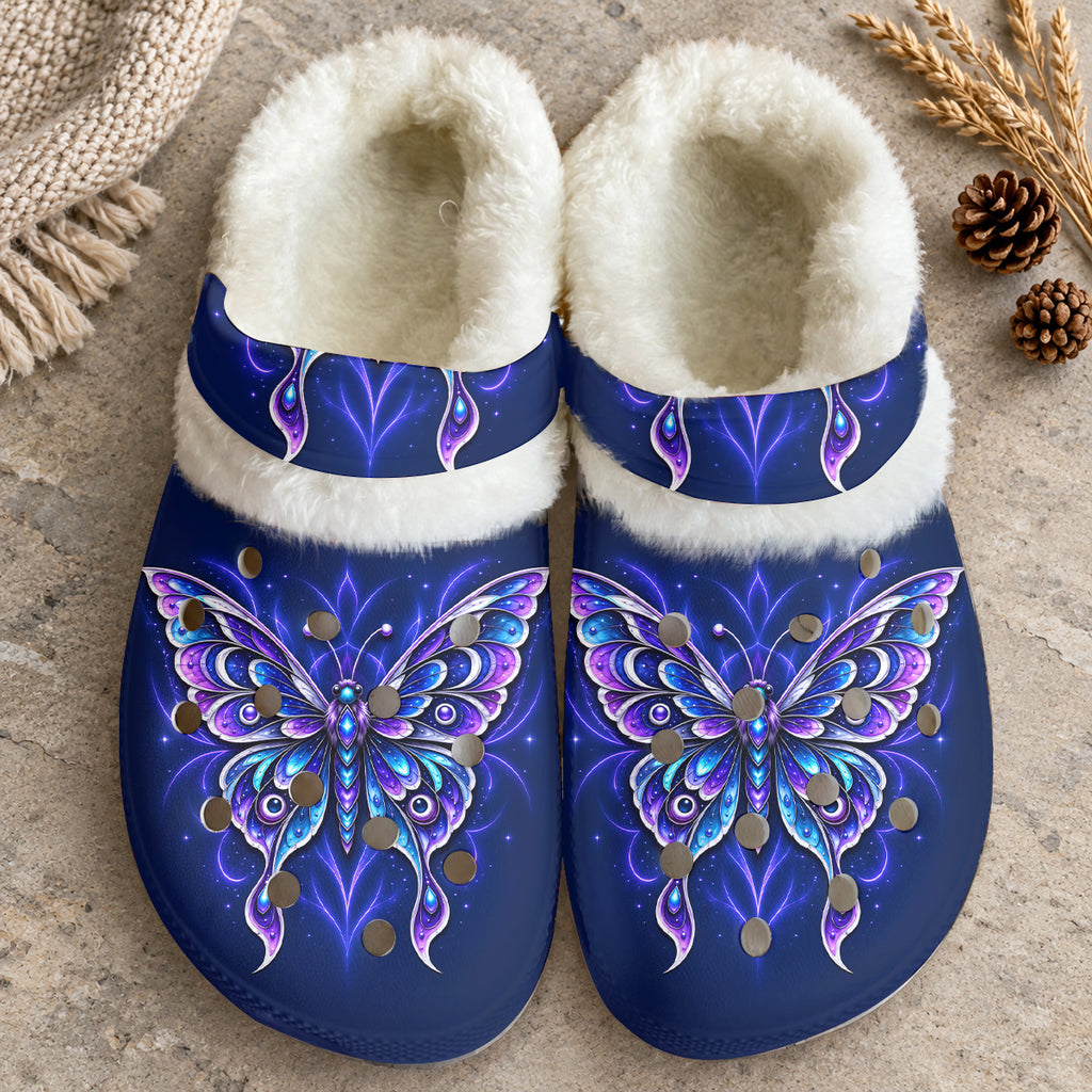 Butterfly Native American-Inspired Classic Clogs with Fleece Shoes WVS019