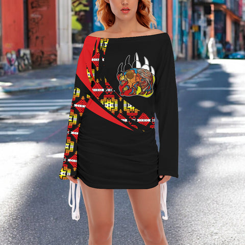 CBT0041 Grandma Bear Native American Women Off-shoulder Hip Skirt