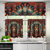 CCS0007v3 Bison Native American Curtain Valance and Kitchen Tiers Set