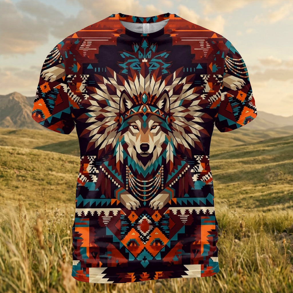 CCS0007v4 Wolf Native American 3D T-shirt