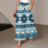 CLP00017 Native American Women Ruffled Wide-Leg Pants