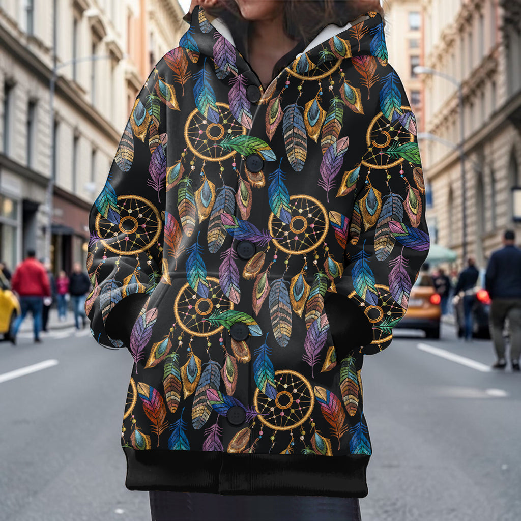 CLP00021 Dreamcatcher Native American Women Knitted Hooded Jacket