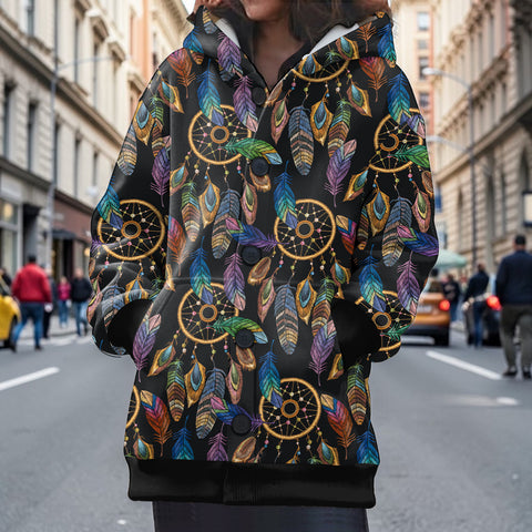 CLP00021 Dreamcatcher Native American Women Knitted Hooded Jacket