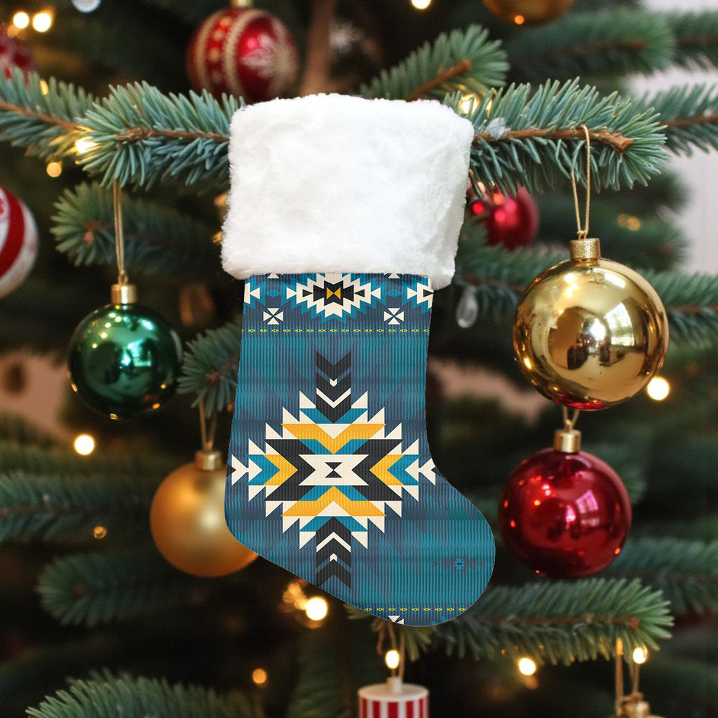 CLP00032 Native American Single Christmas Sock With Plush Cuff