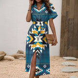 CLP00032 Native American Women Shirt Dress with Waist Tie
