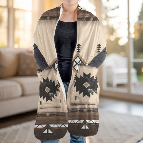 COMB009 Native American Fleece Pocket Scarf
