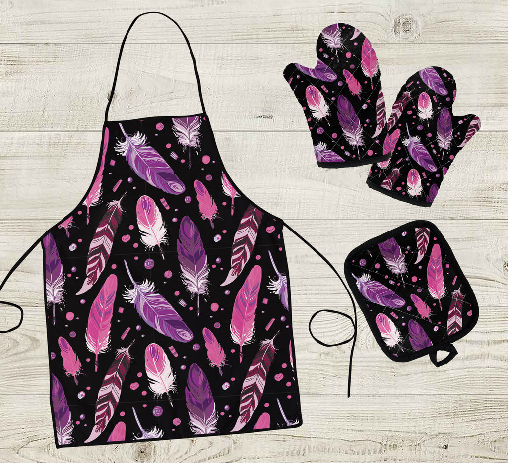 COMB010 Pattern Native American Apron & Oven Mitts And Potholder Set