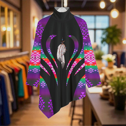 COMB016 Native American Women Turtleneck Asymmetrical Hem Tunic