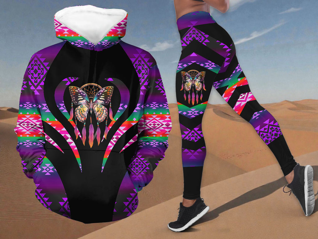 COMB016v2 Butterfly Native American Hoodie Leggings Set