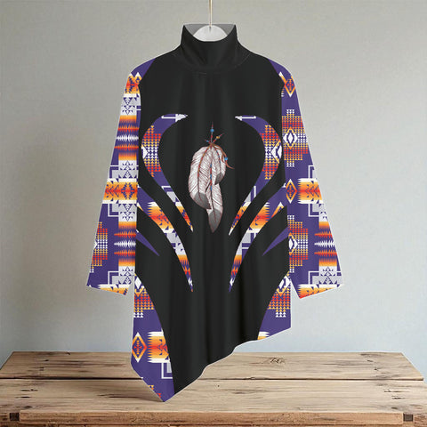 COMB071 Native American Women Turtleneck Asymmetrical Hem Tunic
