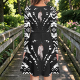 COMB076 Feather Native American Round Neck Long Sleeve Dress
