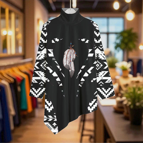 COMB076 Native American Women Turtleneck Asymmetrical Hem Tunic