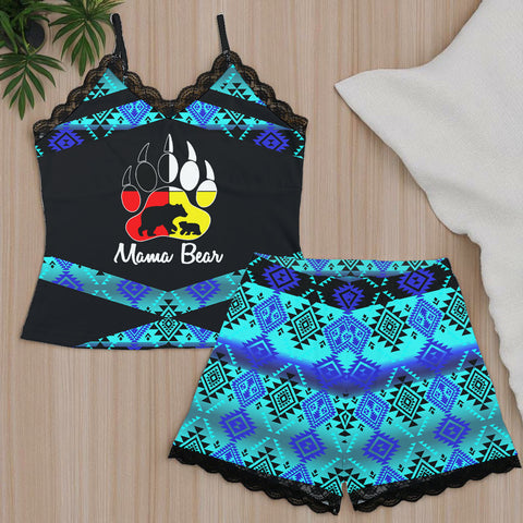 COMB2055 Native American Women Cami Home Suit With Lace Edge
