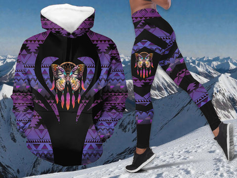 COMB2058v2 Butterfly Native American Hoodie Leggings Set