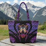 COMB2058v2 Butterfly Native American Quilted Shoulder Tote Bag