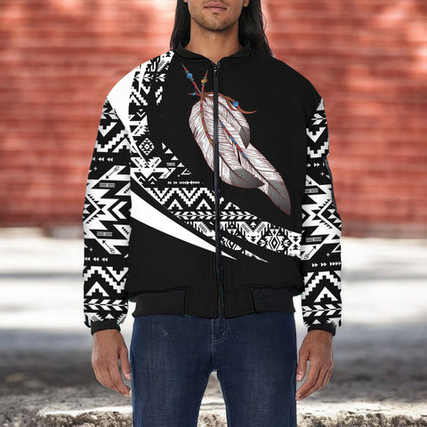COMB2067 Feather Native American Bomber Jacket With Sleeve Pocket