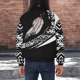 COMB2067 Feather Native American Bomber Jacket With Sleeve Pocket