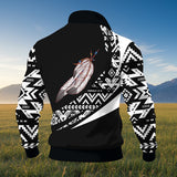COMB2071 Feather Native American Thick Knit Fleece Jacket