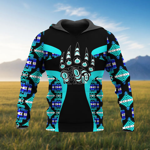 COMB2087 Bear Native American Pride 3D Hoodie