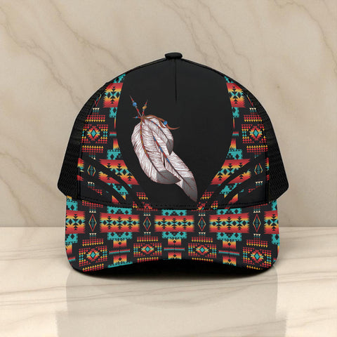 CP250723M02 Feather Native American Unisex Trucker Hat With Black Half-mesh