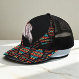 CP250723M02 Feather Native American Unisex Trucker Hat With Black Half-mesh