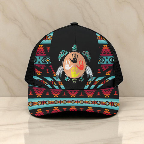 CP250723M03 Tribe Turtle Native American Unisex Trucker Hat With Black Half-mesh
