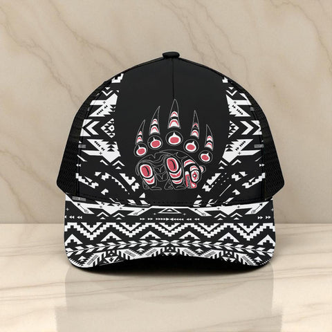 CP250723M06 Bear Claw Native American Unisex Trucker Hat With Black Half-mesh
