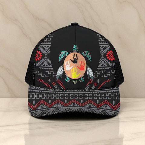 CP250723M07 Tribe Turtle Native American Unisex Trucker Hat With Black Half-mesh