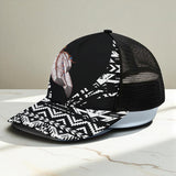 CP250723M08 Feather Native American Unisex Trucker Hat With Black Half-mesh
