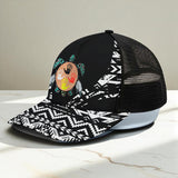 CP250723M10 Tribe Turtle Native American Unisex Trucker Hat With Black Half-mesh
